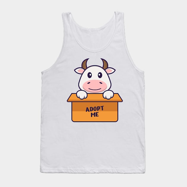 Cute cow in box with a poster Adopt me. Tank Top by kolega